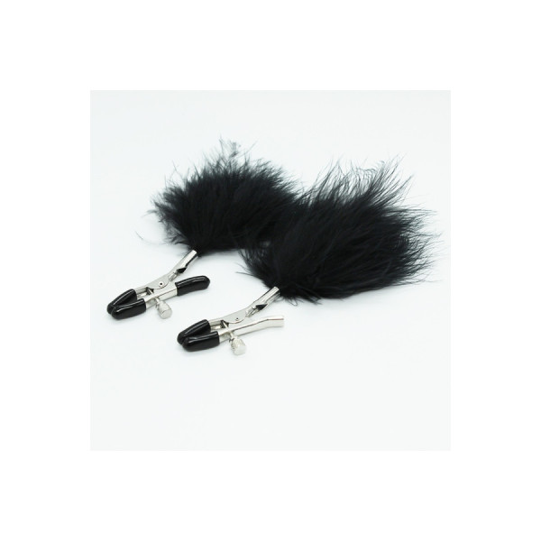Pinces à seins avec plumes noires 